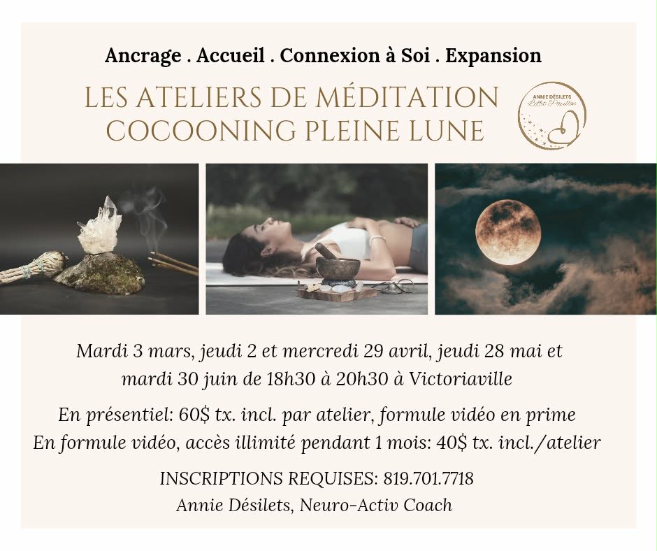Annie_désilets Les ateliers de méditation cocconing mars à juin 2026